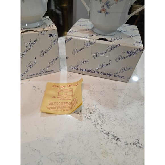 Princess House Fantasia Creamer and Sugar Bowl Set 663 662 Heritage Blossom New - Picture 4 of 4